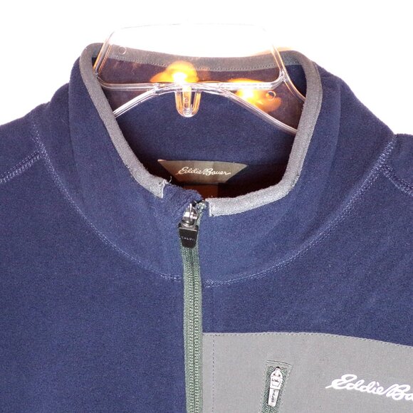Eddie Bauer Blue Gray Fleece Jacket Mens Large Full Zip Coat Hiking Outdoors - Picture 8 of 12